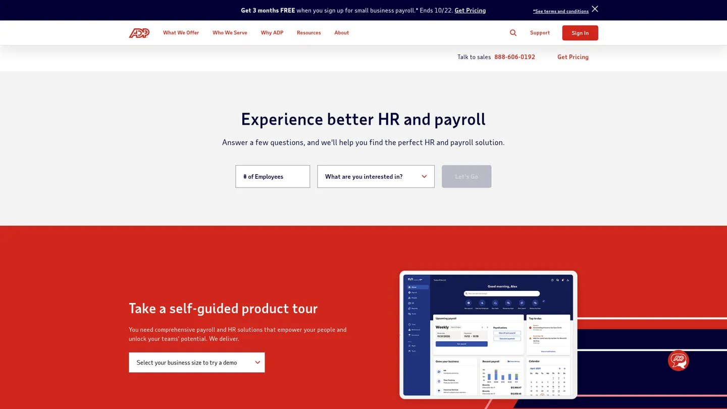 ADP website homepage
