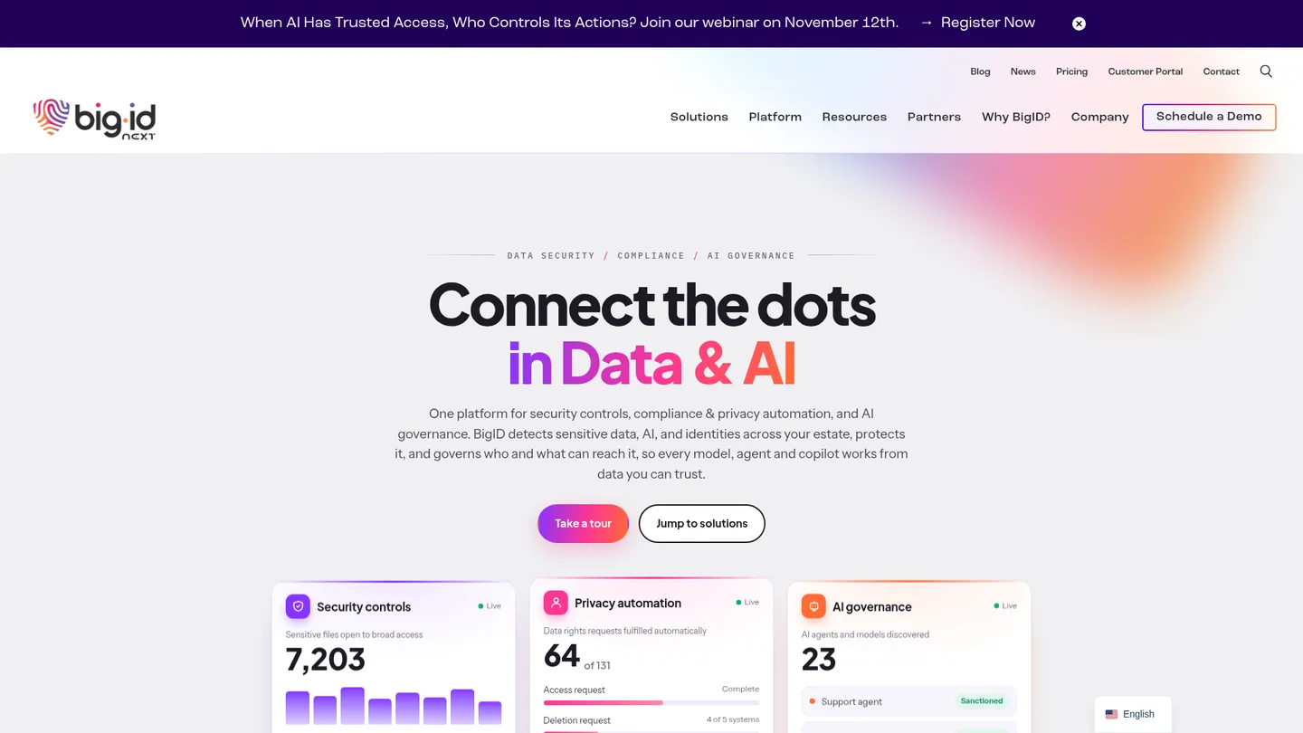 BigID website homepage