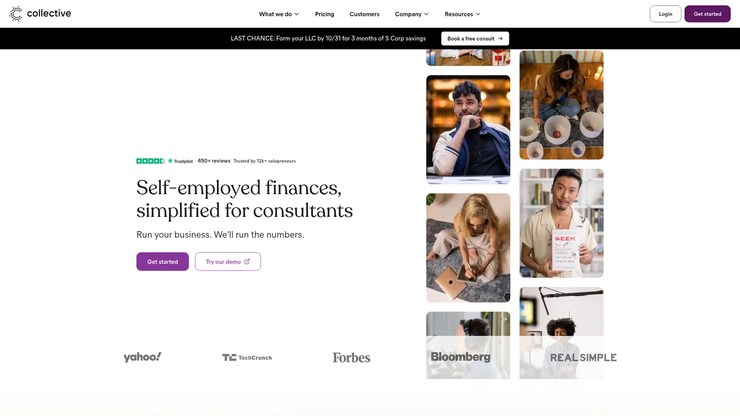 Collective website homepage