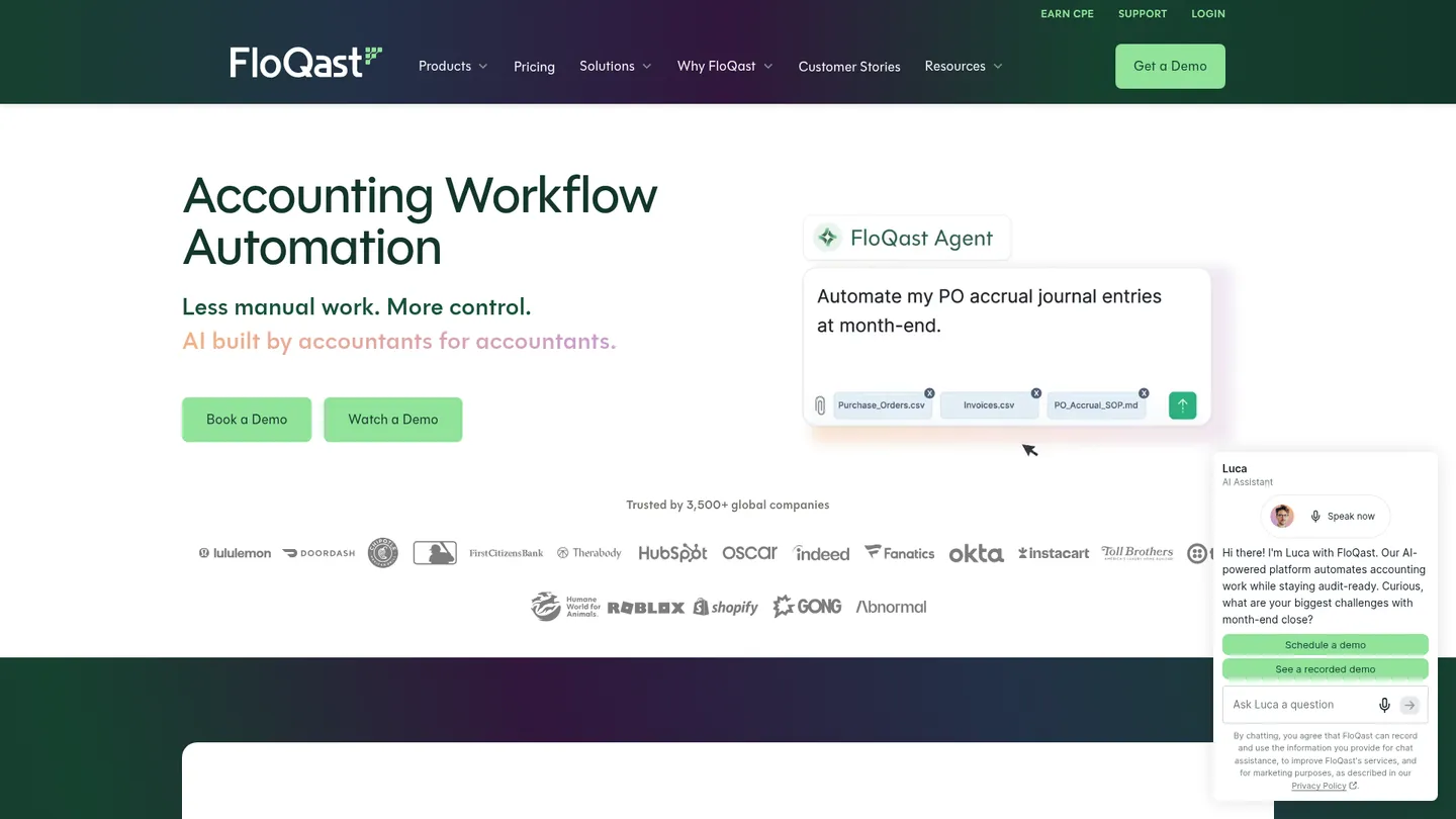 FloQast website homepage