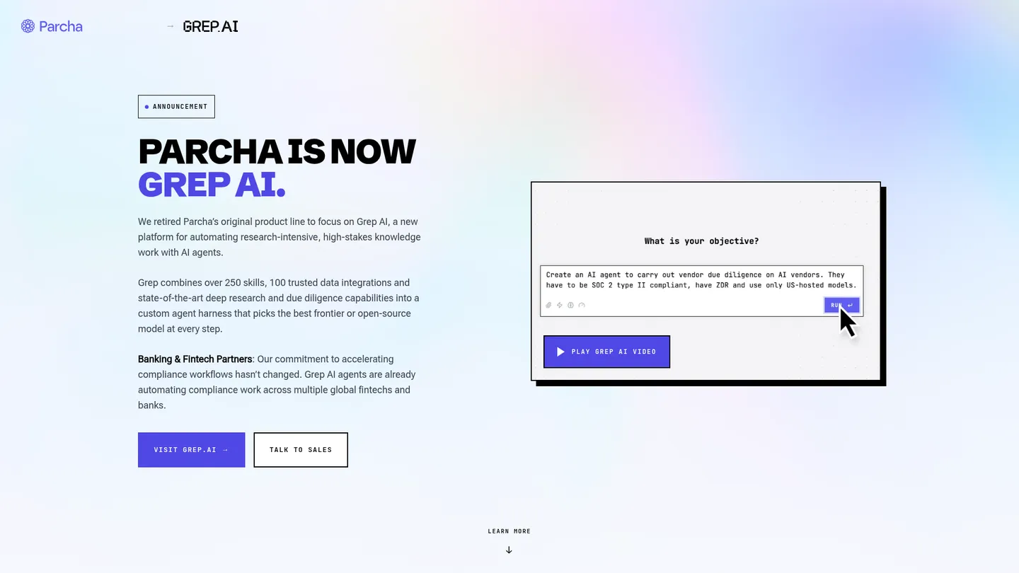 Grep AI website homepage