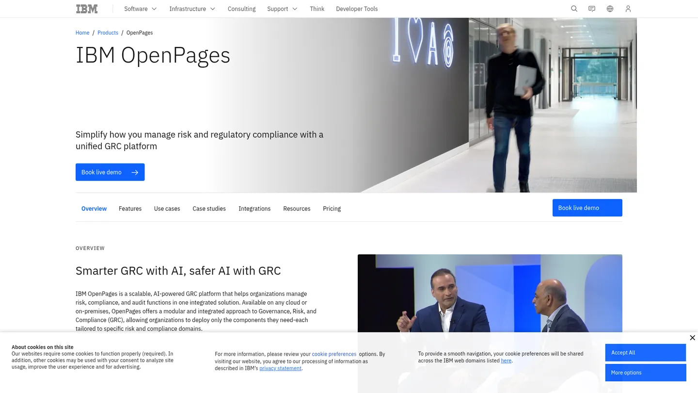 IBM OpenPages website homepage