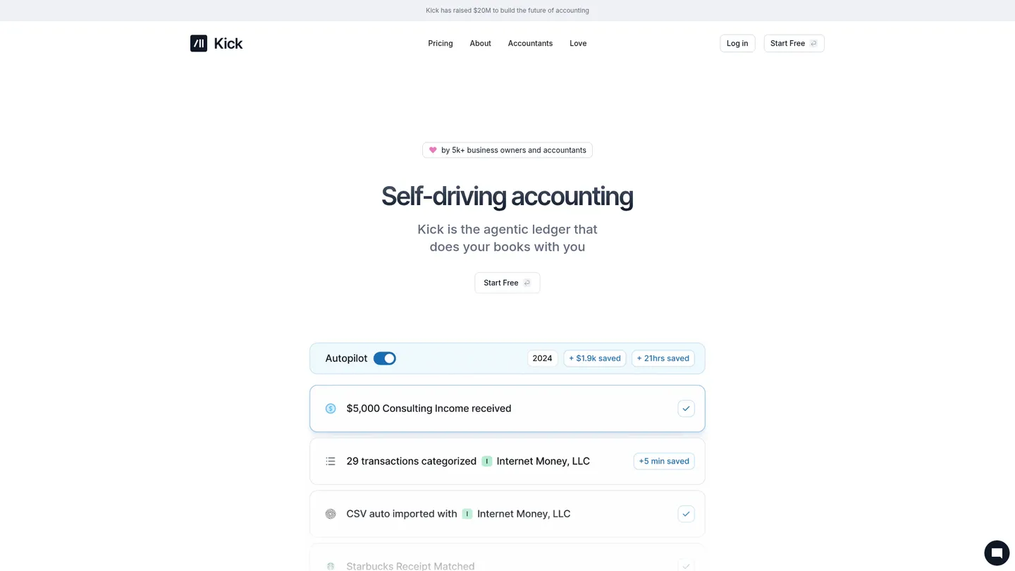 Kick website homepage