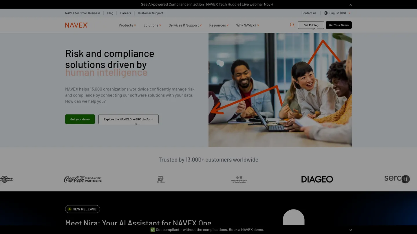NAVEX website homepage