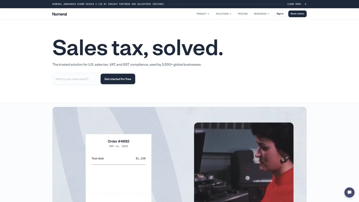 Numeral website homepage