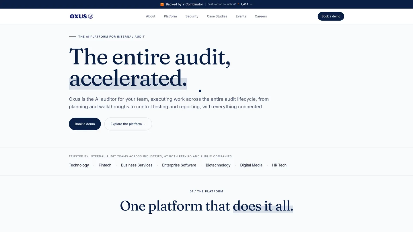 Oxus website homepage