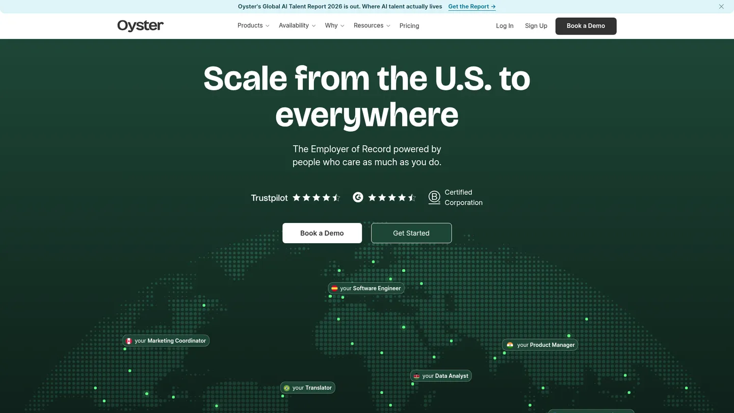 Oyster website homepage