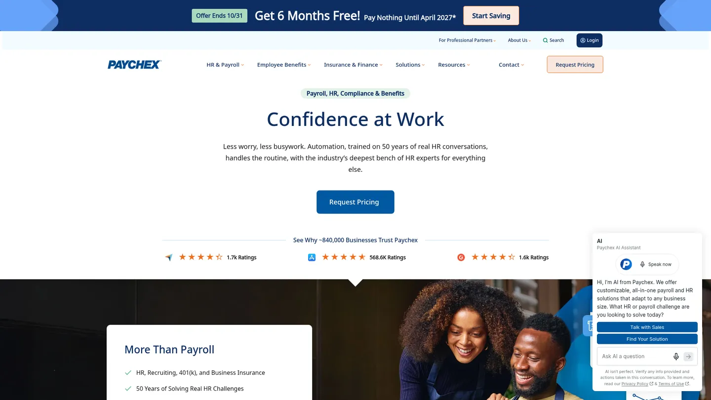 Paychex website homepage