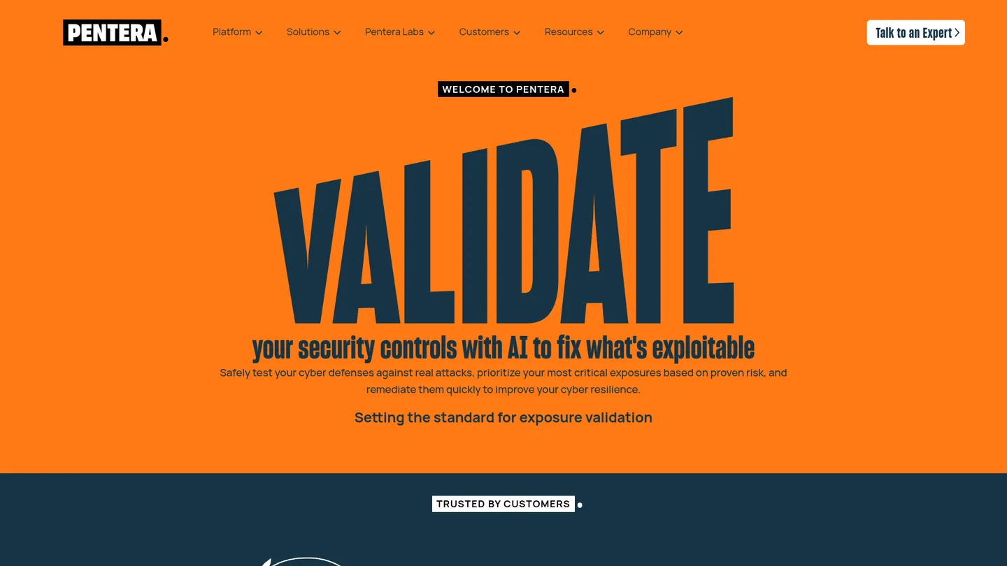 Pentera website homepage