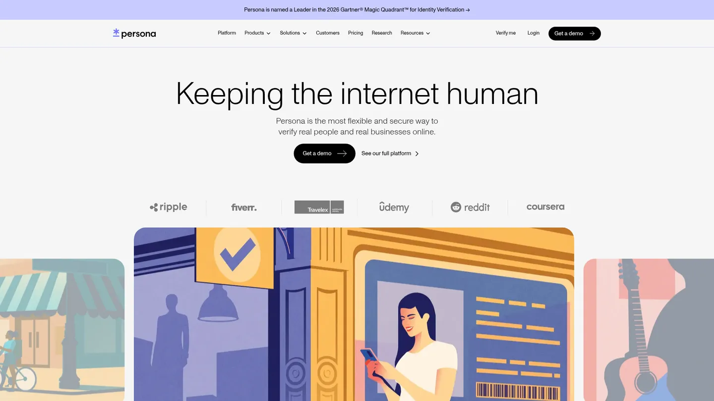 Persona website homepage