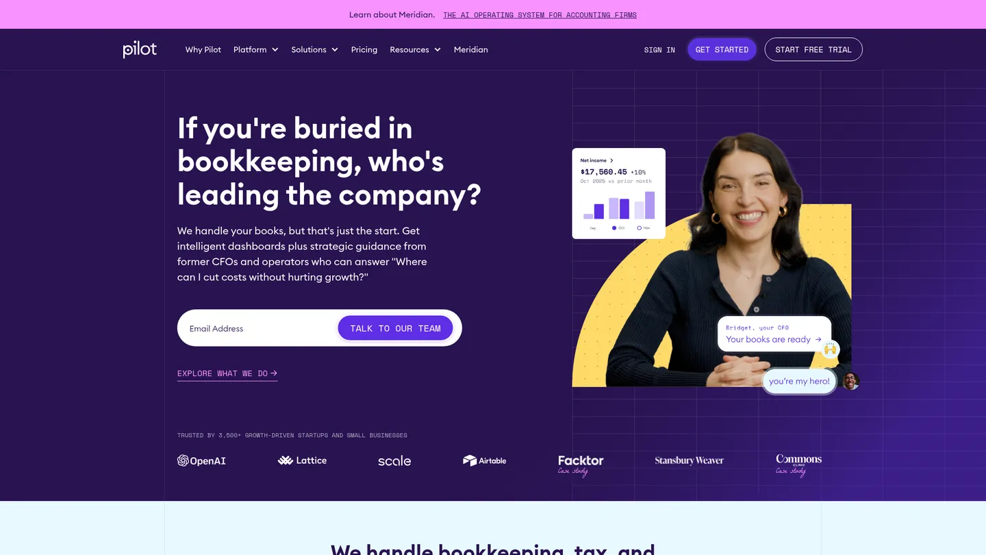 Pilot website homepage