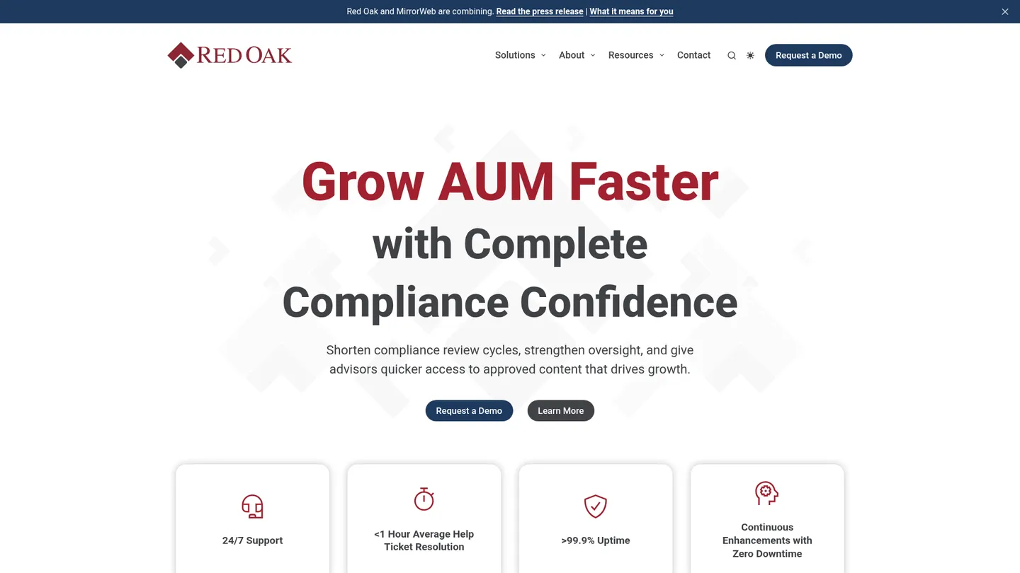 Red Oak website homepage