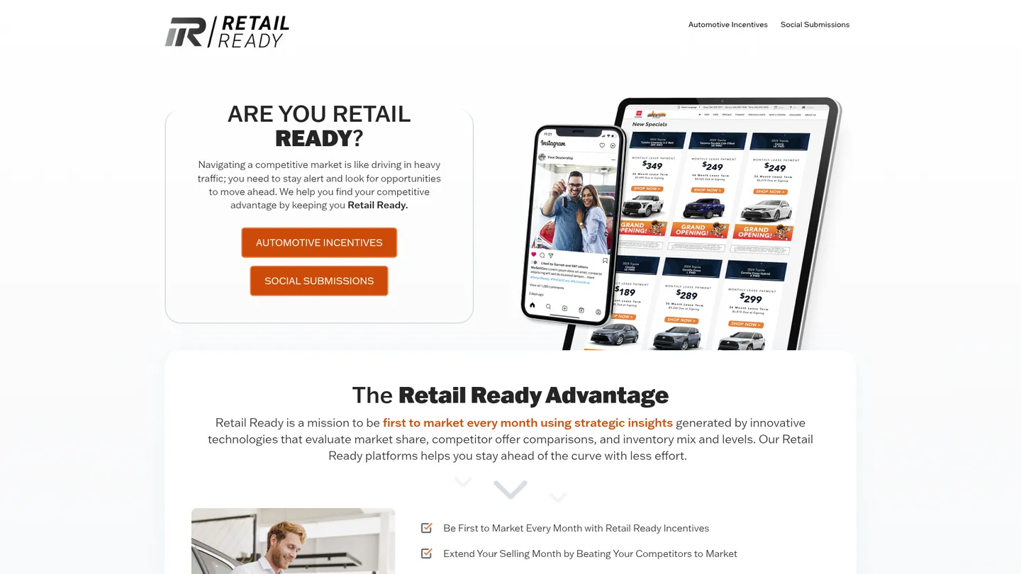 RetailReady website homepage