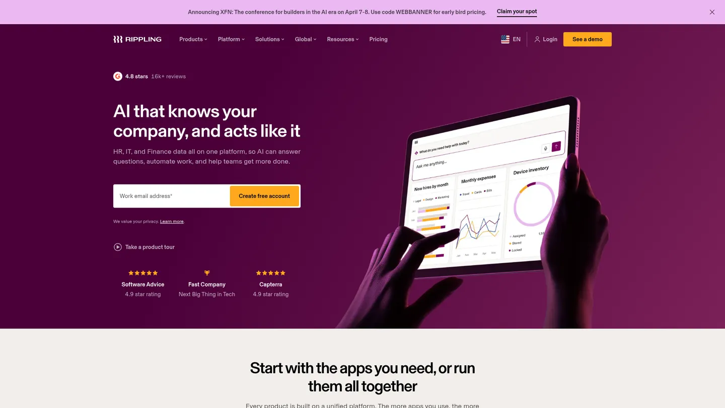 Rippling website homepage