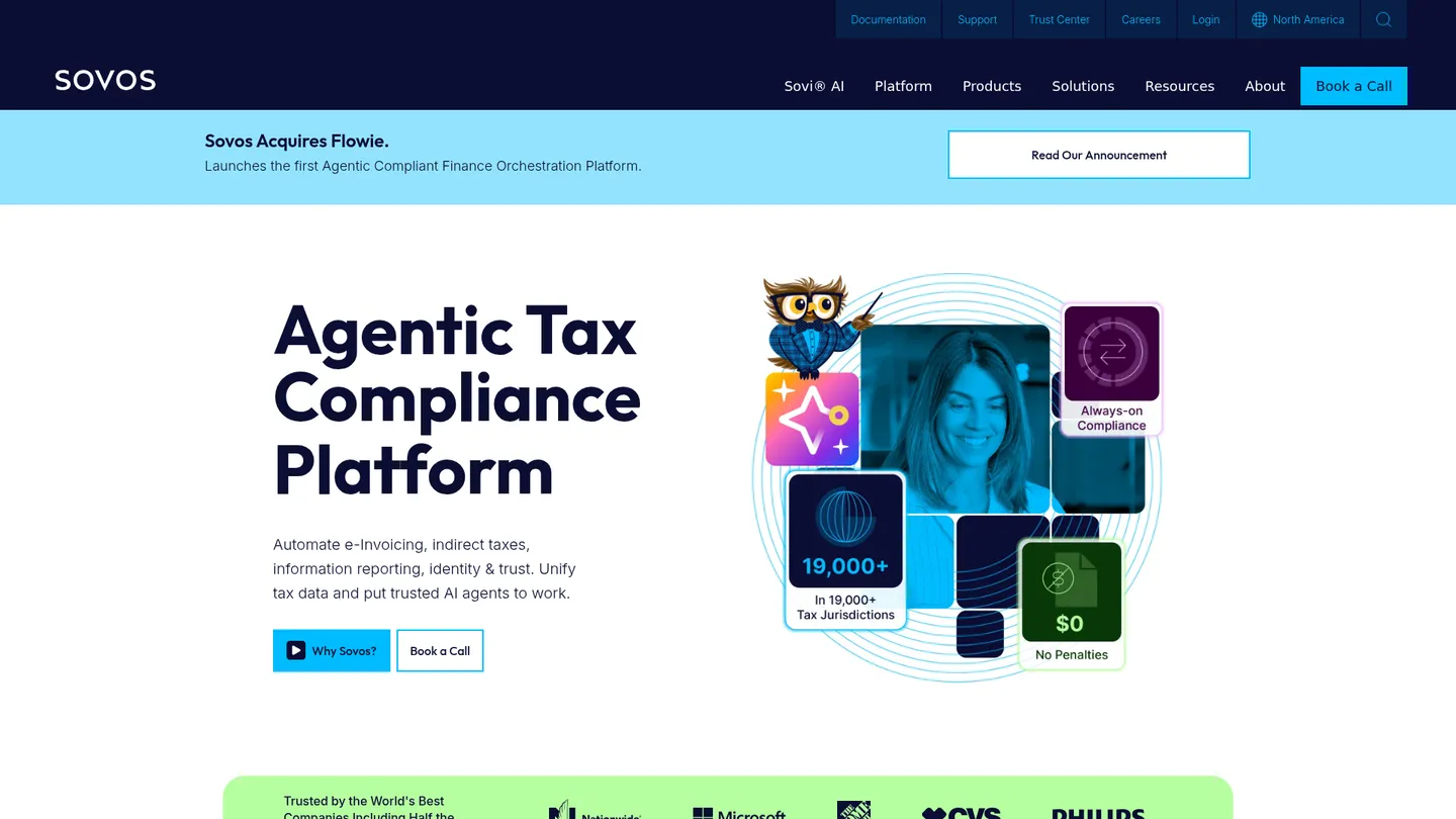 Sovos website homepage