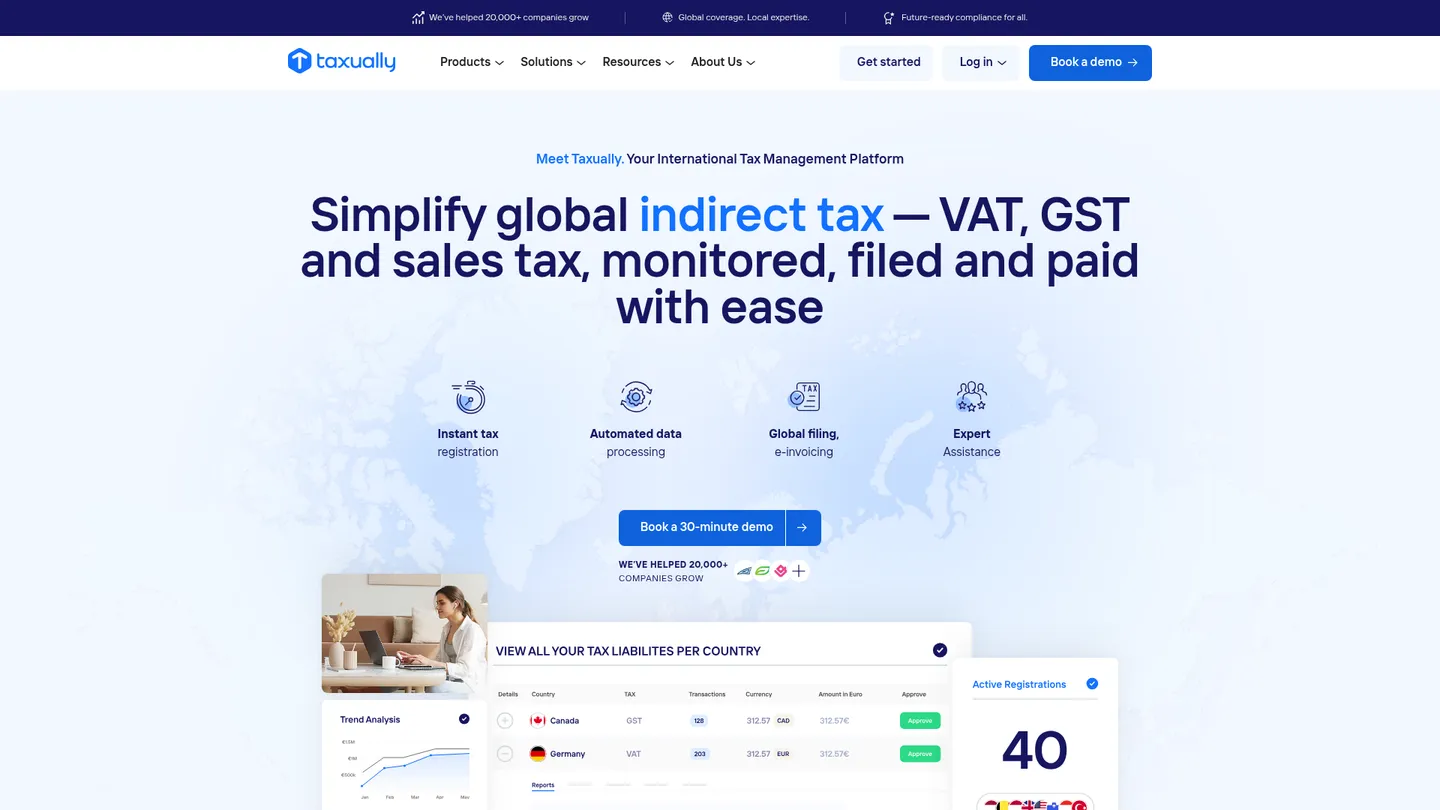 Taxually website homepage
