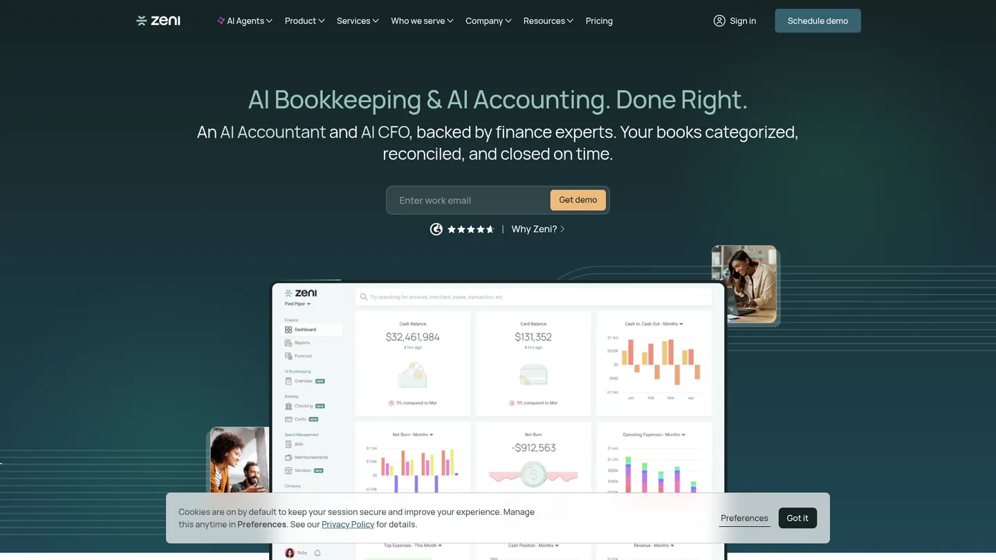 Zeni website homepage